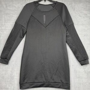 Fabletics Black Perforated Mesh‎ Long Sleeve Athleisure Sweatshirt Dress M